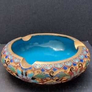 VGT, Cloisonne Multicolored Ashtray .
